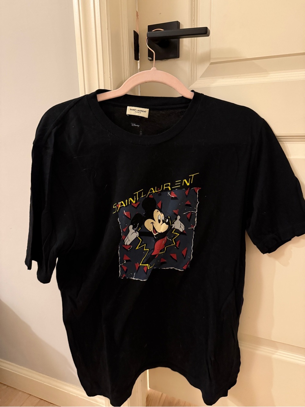 Saint Laurent Black Mickey Graphic Short Sleeve Tee